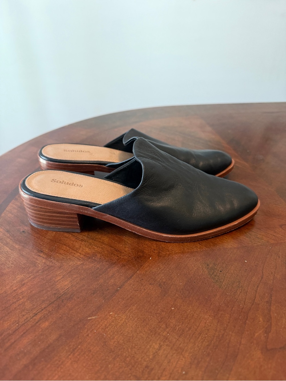 Soludos Venetian Black Leather Mule Women’s Size 8 Slip on Shoes Caspule Work
